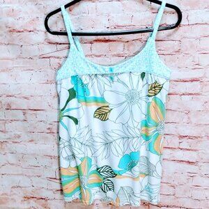 Roxy Spaghetti Strap Floral Print Top Size M
